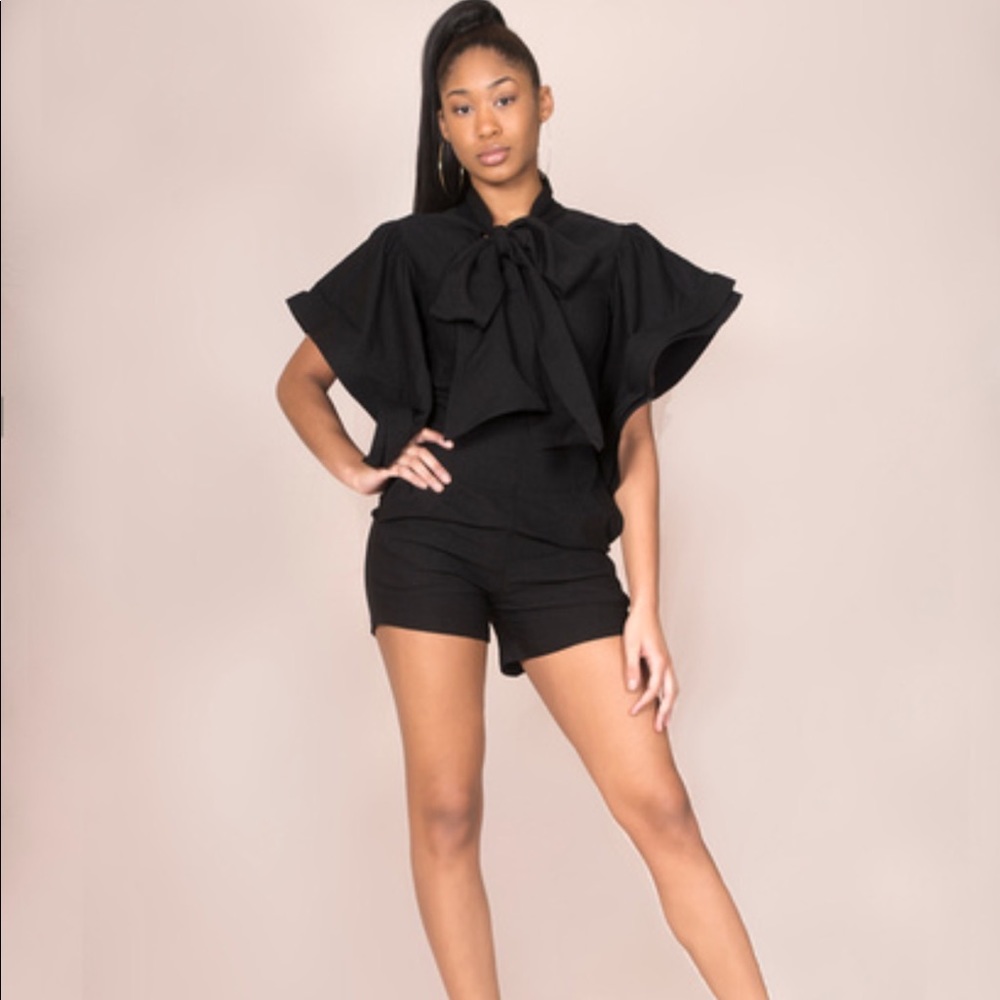 Romper with bow tie